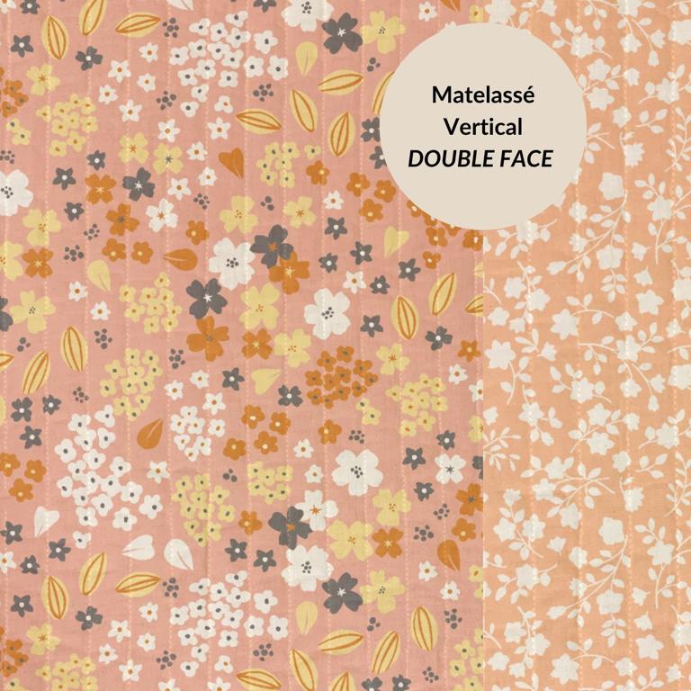 Tissu matelassé double-face coton Doaby / Suzette 20 x 140 cm