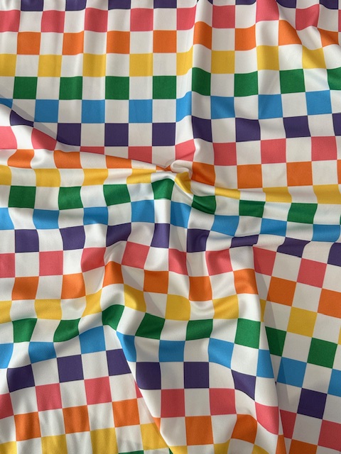Lycra damier rainbow 20 x 145 cm