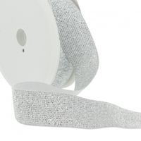 Elastique lurex 30mm argent blanc x10cm