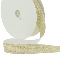 Elastique lurex 20mm or fond blanc x10cm
