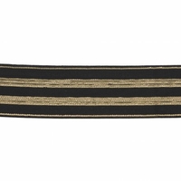 Elastique noir rayures lurex doré 30mm x 10cm