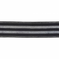 Elastique noir rayures lurex argent 30mm x 10cm
