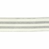 Elastique blanc rayures lurex argent 30mm x 10cm