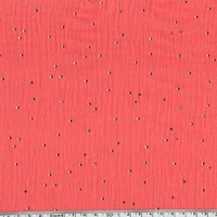 Double gaze corail à pois dorés 20 x 135 cm