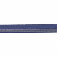 Biais élastique 17mm bleu rayé lurex doré x 10cm