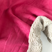 Suédine doublée fausse fourrure coloris rose bonbon 20 x 140 cm