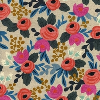 Tissu lin/coton Rifle Paper Les fleurs Rosa Floral 20 x 110 cm