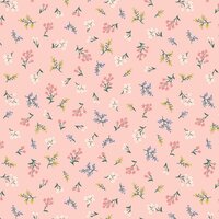 Coupon De Tissu Coton - Motif Petites Fleurs Roses - Dimensions 40 X 79 Cm - Neuf - France