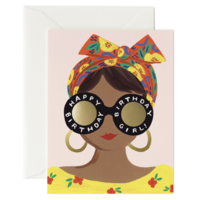 Carte double Scarf Birthday Girl avec enveloppe