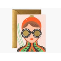 Carte double Ski Girl avec enveloppe