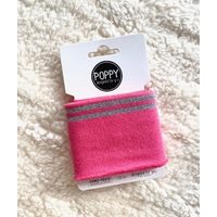 Bord-côte Poppy Cuffs fuchsia et argent