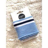 Bord-côte Poppy Cuffs bleu clair chiné / blanc / marine