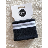 Bord-côte Poppy Cuffs gris chiné foncé / blanc / gris