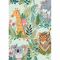 Tissu Our Planet Animaux fond menthe 20 x 110 cm