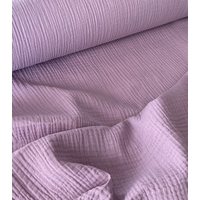 COUPON de Tissu double gaze de coton UNIE coloris lilas clair 2m x 135 cm