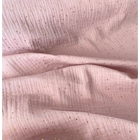 Tissu double gaze de coton coloris pétale à pois dorés 20 x 135 cm