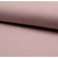 Triple gaze de coton coloris dusty rose 20 x 130 cm