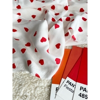 Viscose twill neige coeur-coeur coloris rouge 20 x 140 cm