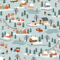 Coton Rifle Paper Holiday Classics Village mint 20 x 110 cm