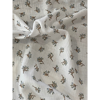 COUPON de Double gaze Joy fond blanc 2m x 135 cm