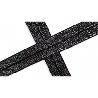 Biais élastique paillettes argent 20mm coloris noir x 1 m