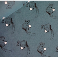 Sweat léger "French Terry" imprimé Squirrels coloris Bleu Orageux 20 x 150 cm