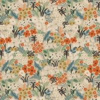 Tissu lin/coton Rifle Paper Bon Voyage Meadow fond naturel 20 x 110 cm