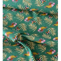 COUPON de Viscose Cacatoes vert 1m60 x 145 cm