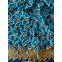 Coupon de wax vagues coloris émeraude 2m30 x 115 cm