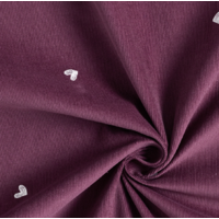 Velours milleraies brodé de coeurs 20 x 135 cm