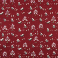 Tissu de Noël pingouins fond rouge  20 x 140 cm