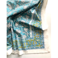 Panneau de tissu indien avec bordure -océan - env. 110 x 235 cm