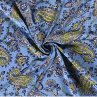 Sergé de viscose cachemire fond bleu 20 x 140 cm