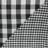 Tissu gaze de coton double face carreaux coloris noir 20 x 130 cm