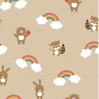 Jersey arc-en-cciel fond camel 20 x 140 cm