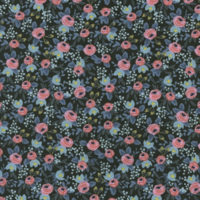 Tissu Rifle Paper Les Fleurs petites fleurs fond vert 20 x 110 cm