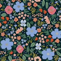 Coton Rifle Paper Garden Party Wild Rose fond noir 20 x 110 cm