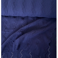 Double gaze brodée zigzag coloris marine 20 x 125 cm