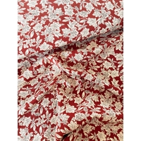 Viscose stretch fleurs fond grenat 20 x 140 cm