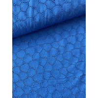 Broderie anglaise coeurs coloris bleu 20 x 130 cm