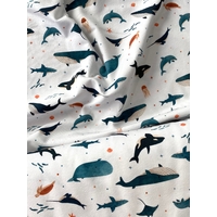 Jersey imprimé baleines 20 x 140 cm