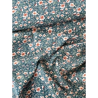 Viscose stretch fleurs fond océan 20 x 140 cm