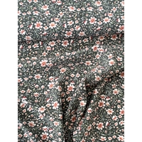 Viscose stretch fleurs fond kaki 20 x 140 cm