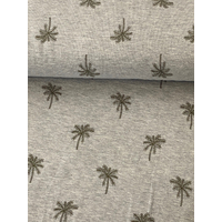 Jersey imprimé palmiers fond clair 20 x 145 cm