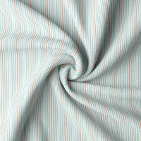 Popeline rayée Aqua / papaye 20 x 140 cm
