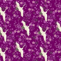 DERNIER COUPON de Tissu Hikari Cranes Lilac 56 x 110 cm