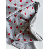 Molleton fin gris chiné clair coeur-coeur colors rouge 20 x 150 cm