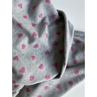 Molleton fin gris chiné clair coeur-coeur colors rose 20 x 150 cm