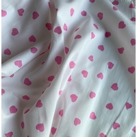 Popeline de coton blanche coeur-coeur coloris rose 20 x 140 cm
