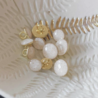 Bouton de bottine pailletté or 11mm blanc cassé